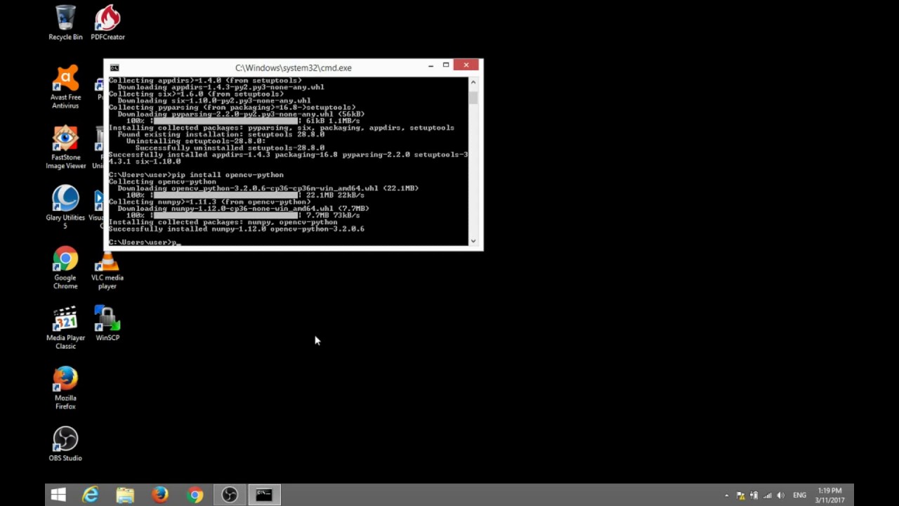 Opencv python install